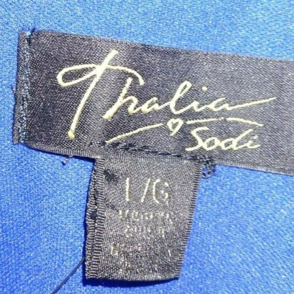 Thalia Sodi Royal Blue Lace Ruched Dress Short Sleeve Size Large NWT - Picture 9 of 12
